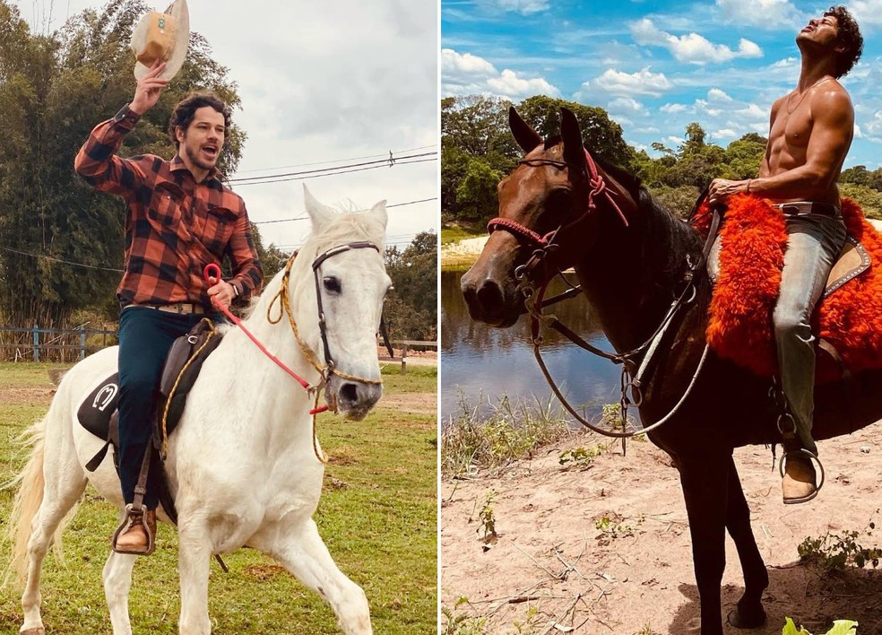 José Loreto ficou encantado por cavalos durante as gravações de Pantanal — Foto: Instagram/ @joseloreto / Reprodução