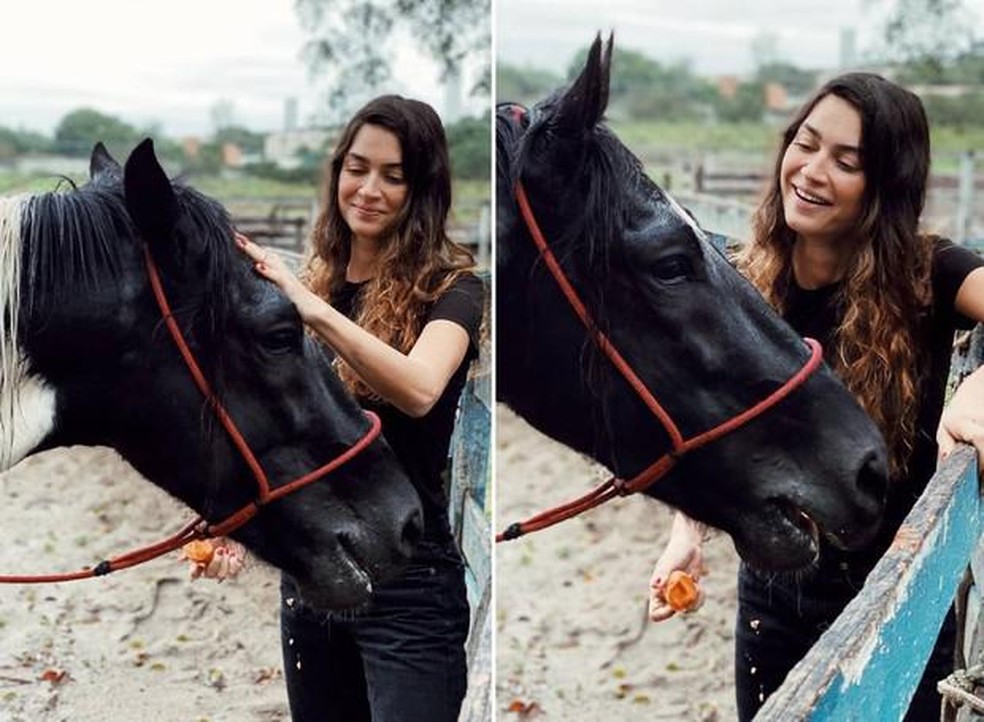 Thaila Ayala com o cavalo Clóvis — Foto: ( Instagram/ @thailaayala/ Reprodução)
