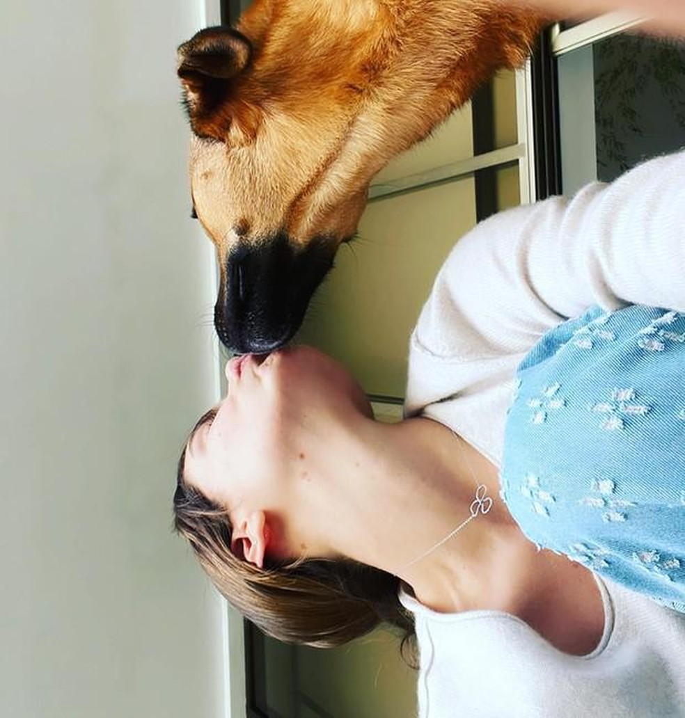 Camila Queiroz e seu cachorro — Foto: ( Reprodução / Instagram)