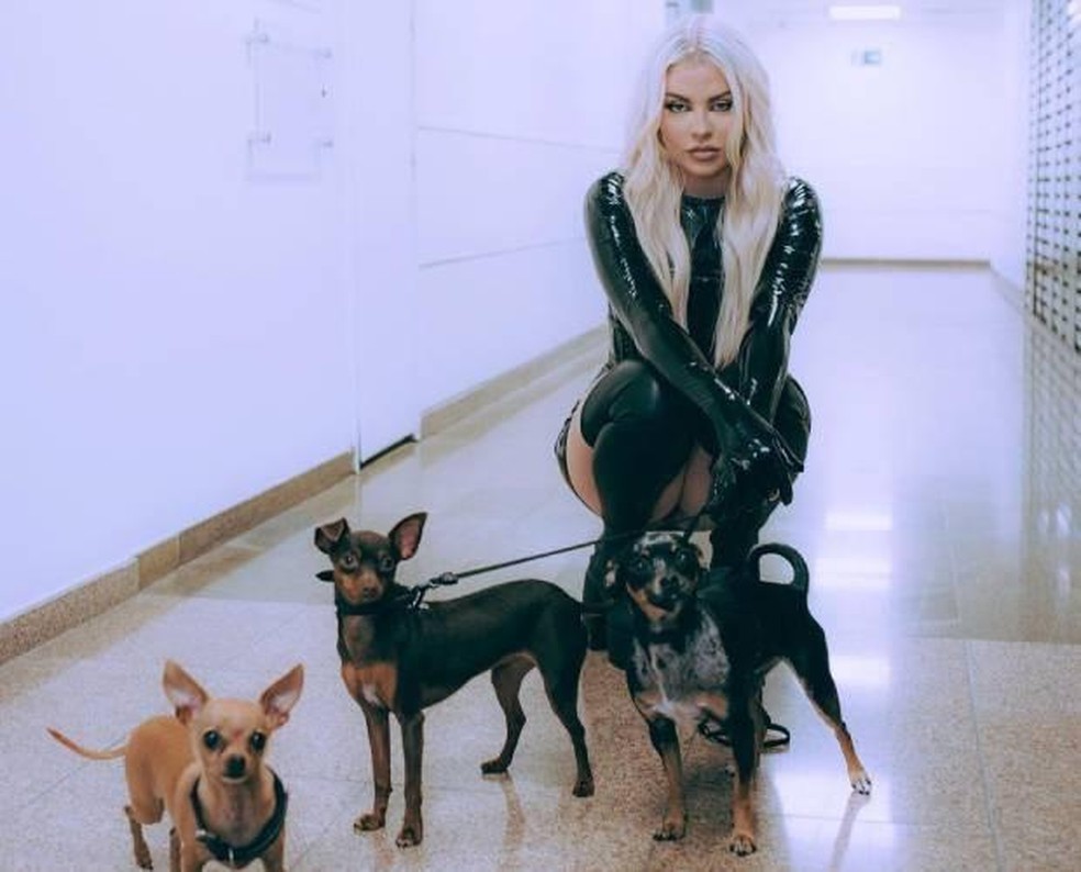 Luísa Sonza com suas três cachorras, Gisele Pinscher, Duda Beainscher e Britney Spinschers — Foto: ( Instagram/ @luisasonza/ Reprodução)